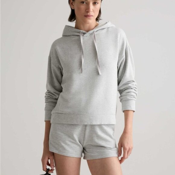 Quince Women Supersoft Fleece Pullover Hoodie Gray Outerwear M Athleisure - Picture 2 of 10